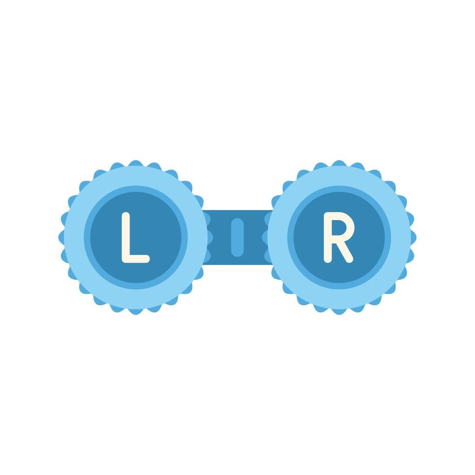 Contact lens case storing left and right lenses for eyesight correction vector