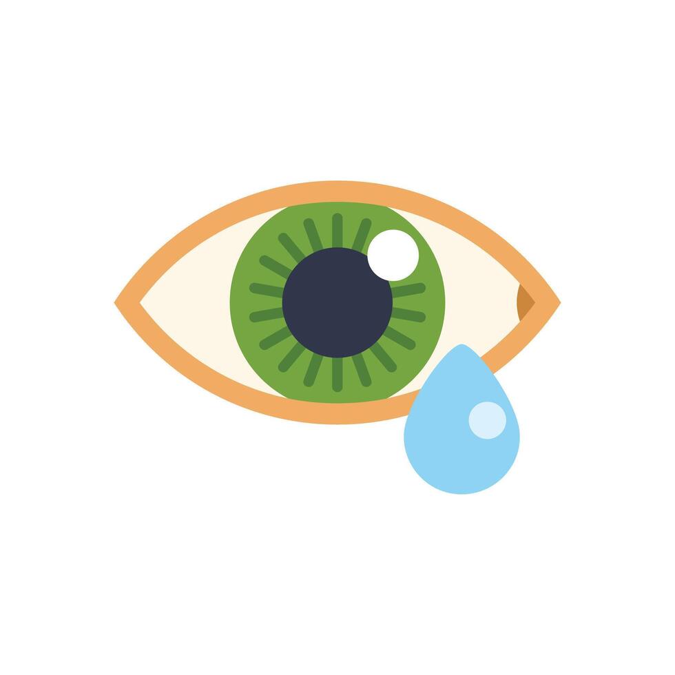 Green eye crying shedding tear drop sadness icon vector