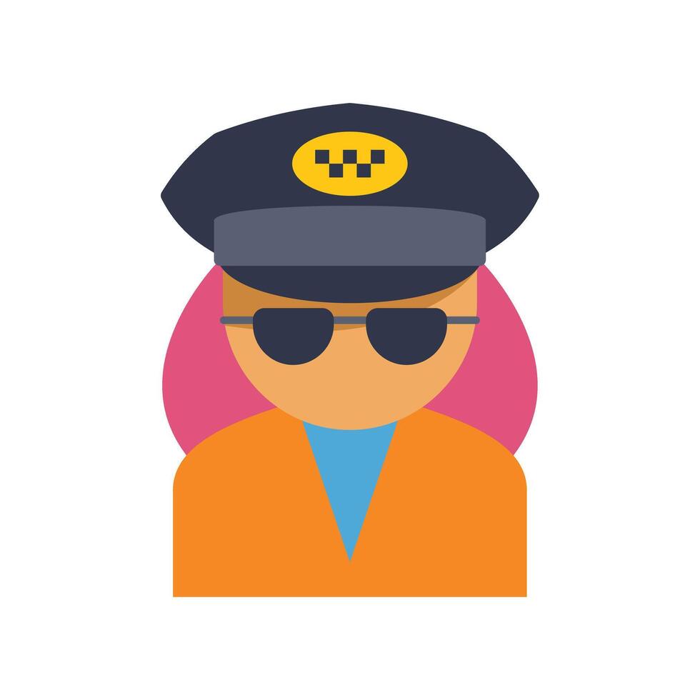 Taxi driver wearing sunglasses and a hat icon illustration vector