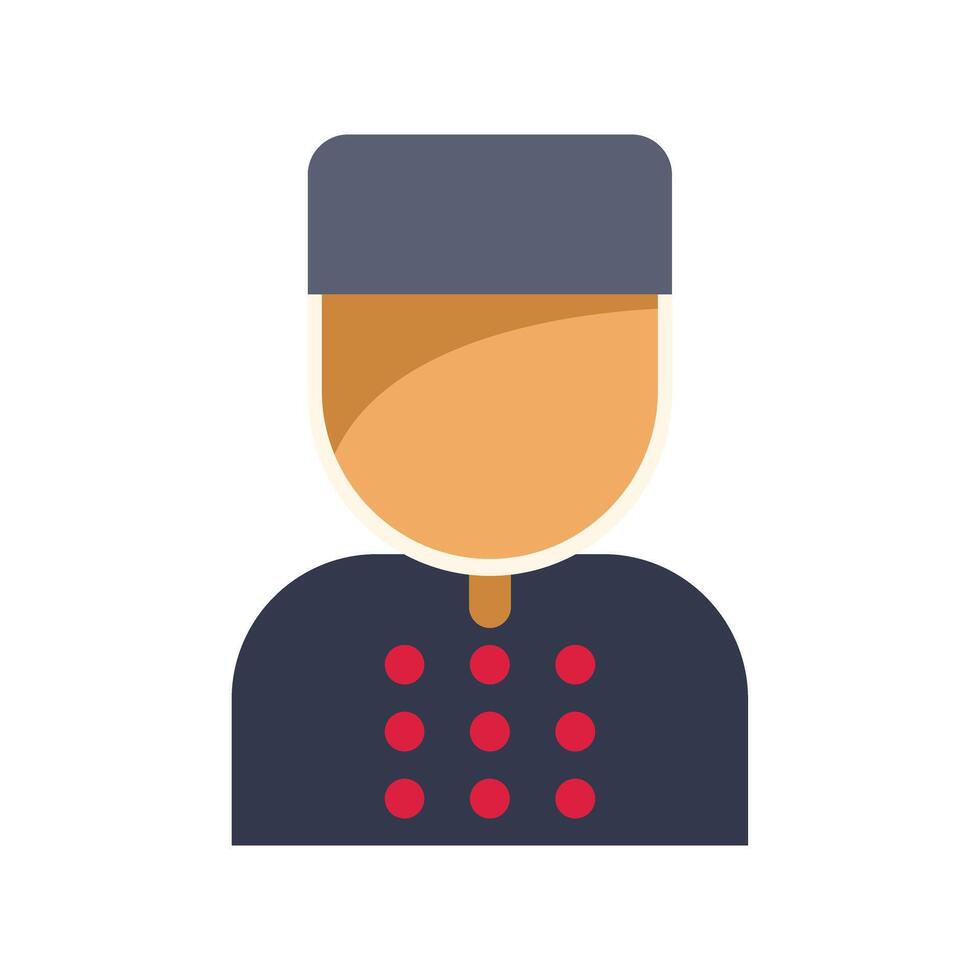 Bellhop character wearing uniform with buttons smiling at hotel vector