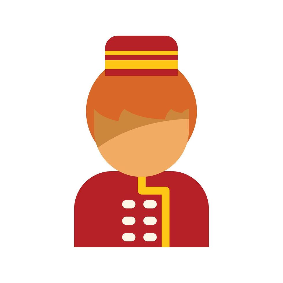 Bellhop character wearing uniform standing at attention vector