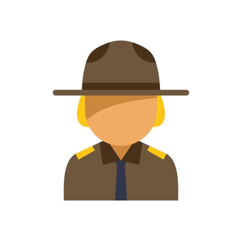 Park ranger avatar icon showing a person wearing a ranger hat and shirt vector