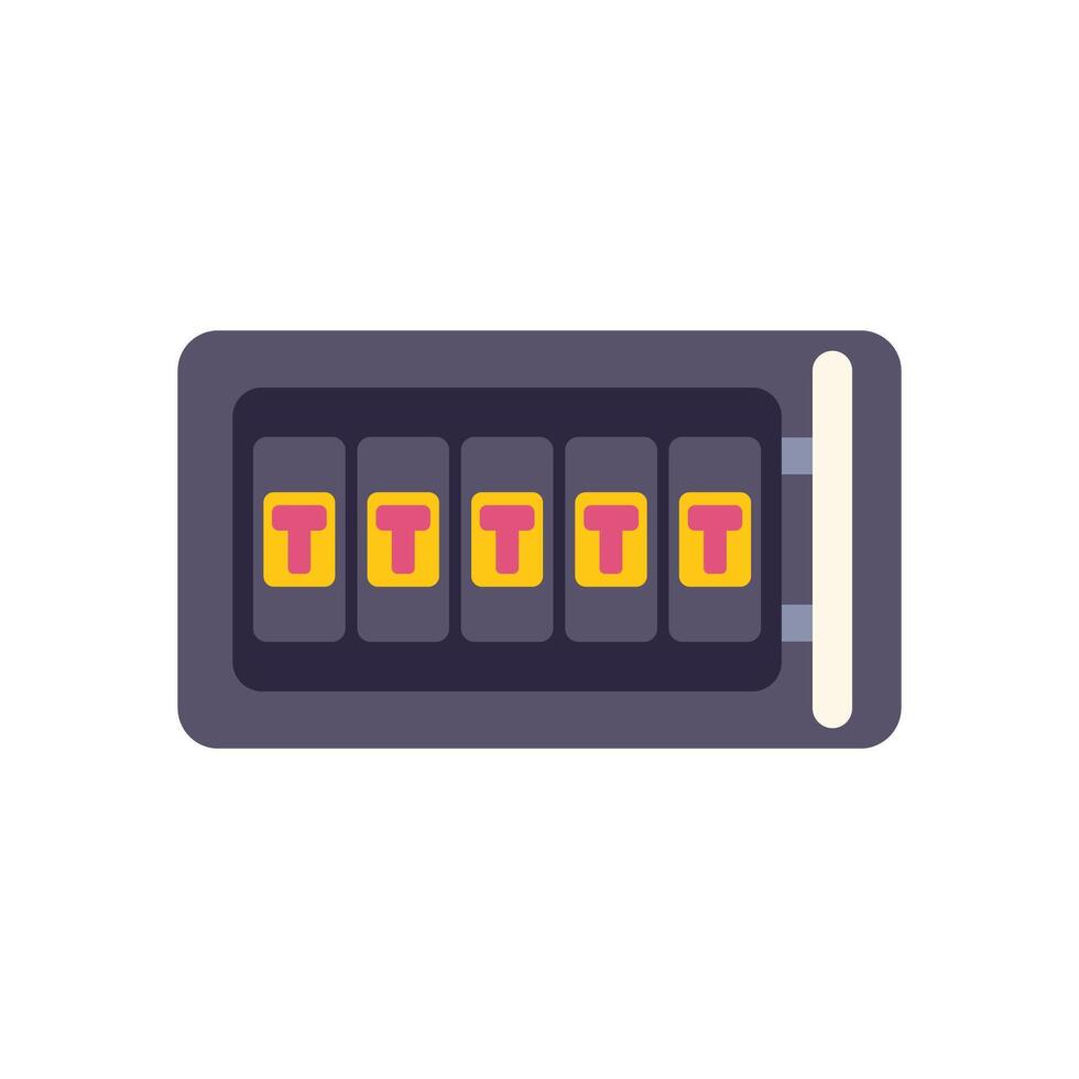 Slot machine showing five identical t letters winning combination vector