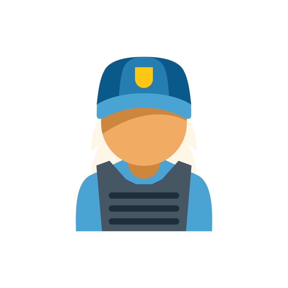 Police officer wearing bulletproof vest and cap icon vector