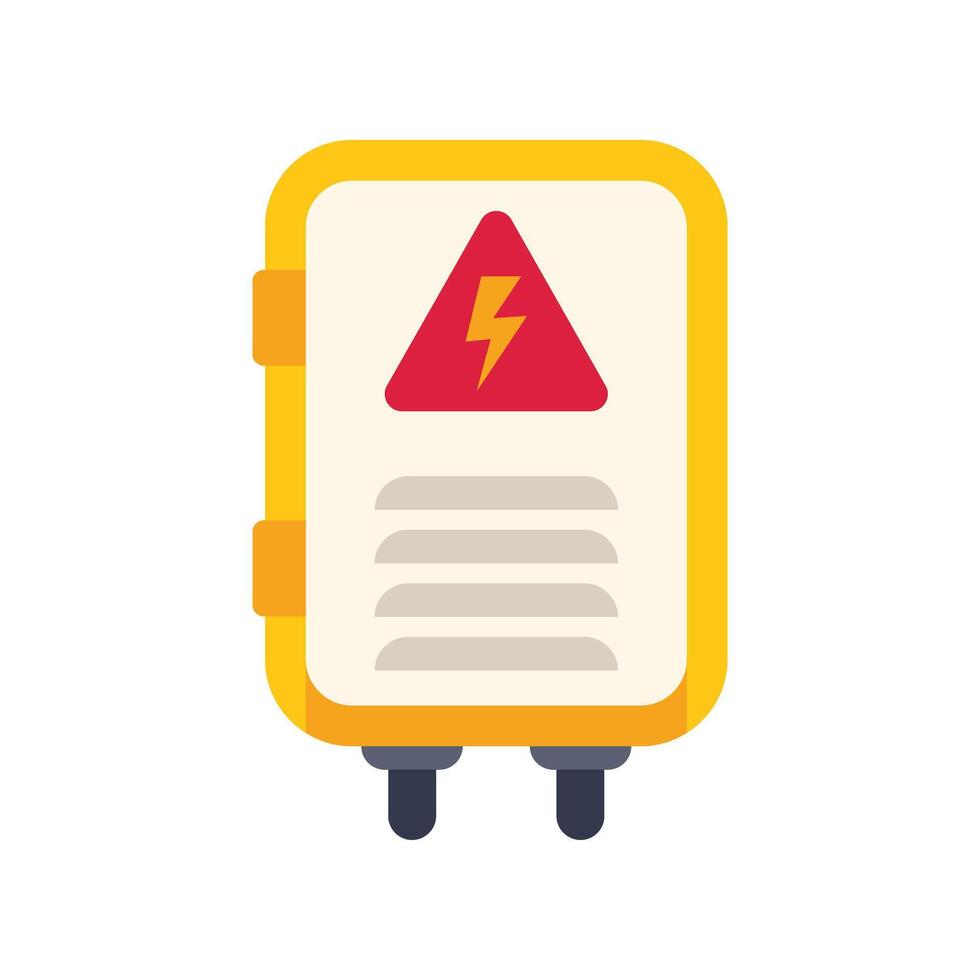 Yellow electric box with high voltage sign showing potential danger vector