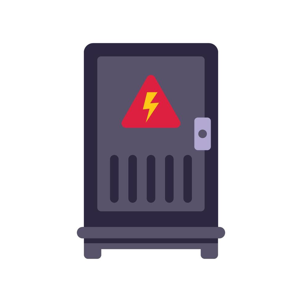 Electrical cabinet with high voltage sign showing potential danger vector