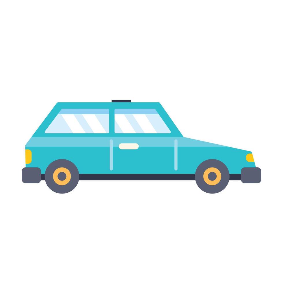 Turquoise blue station wagon side view clip art illustration vector