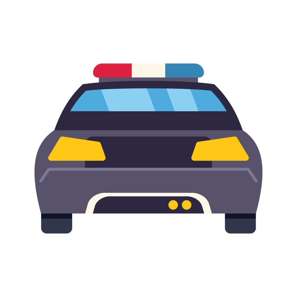 Police car standing with flashing lights on white background vector