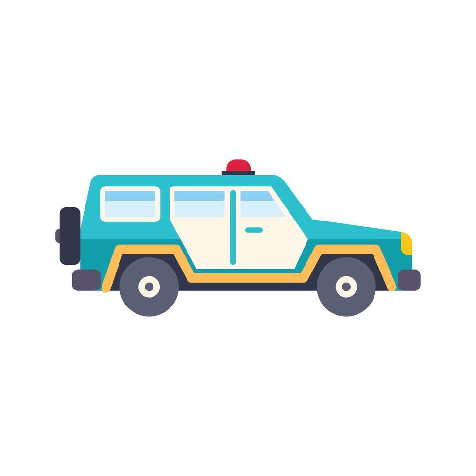 Modern off road police car parked side view illustration vector