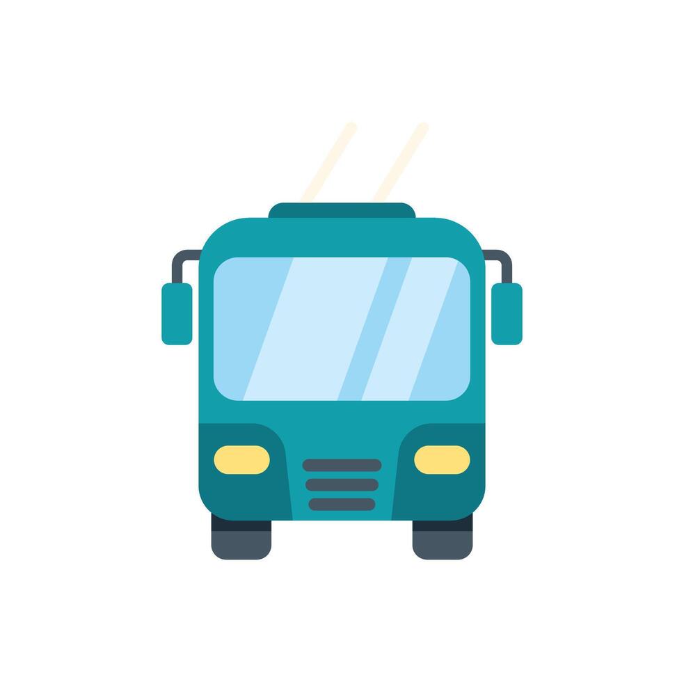 Green trolleybus providing sustainable public transport service icon vector