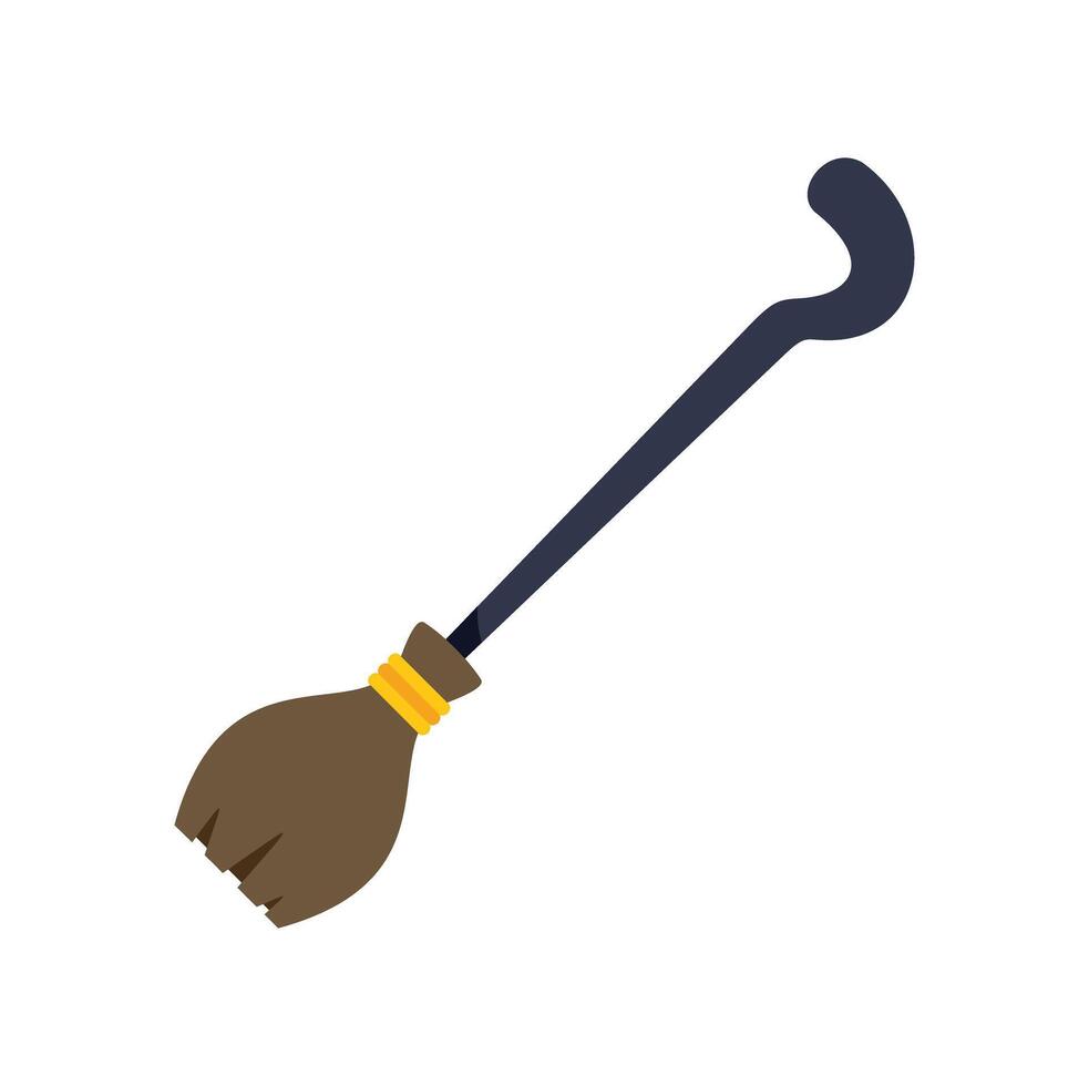 Witch broom flying on white background for halloween celebration vector
