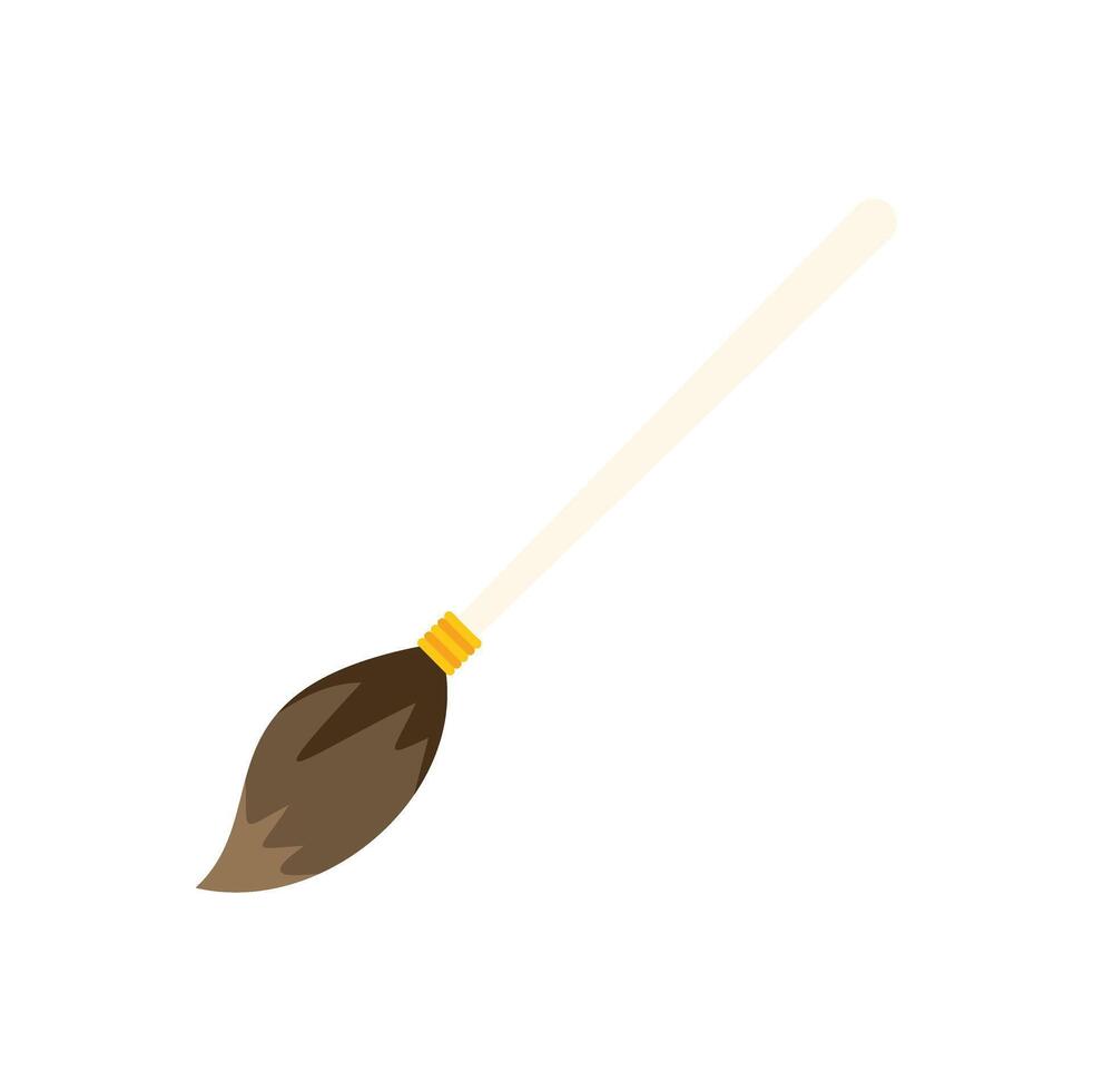 Witch broom flying on white background for halloween celebration vector