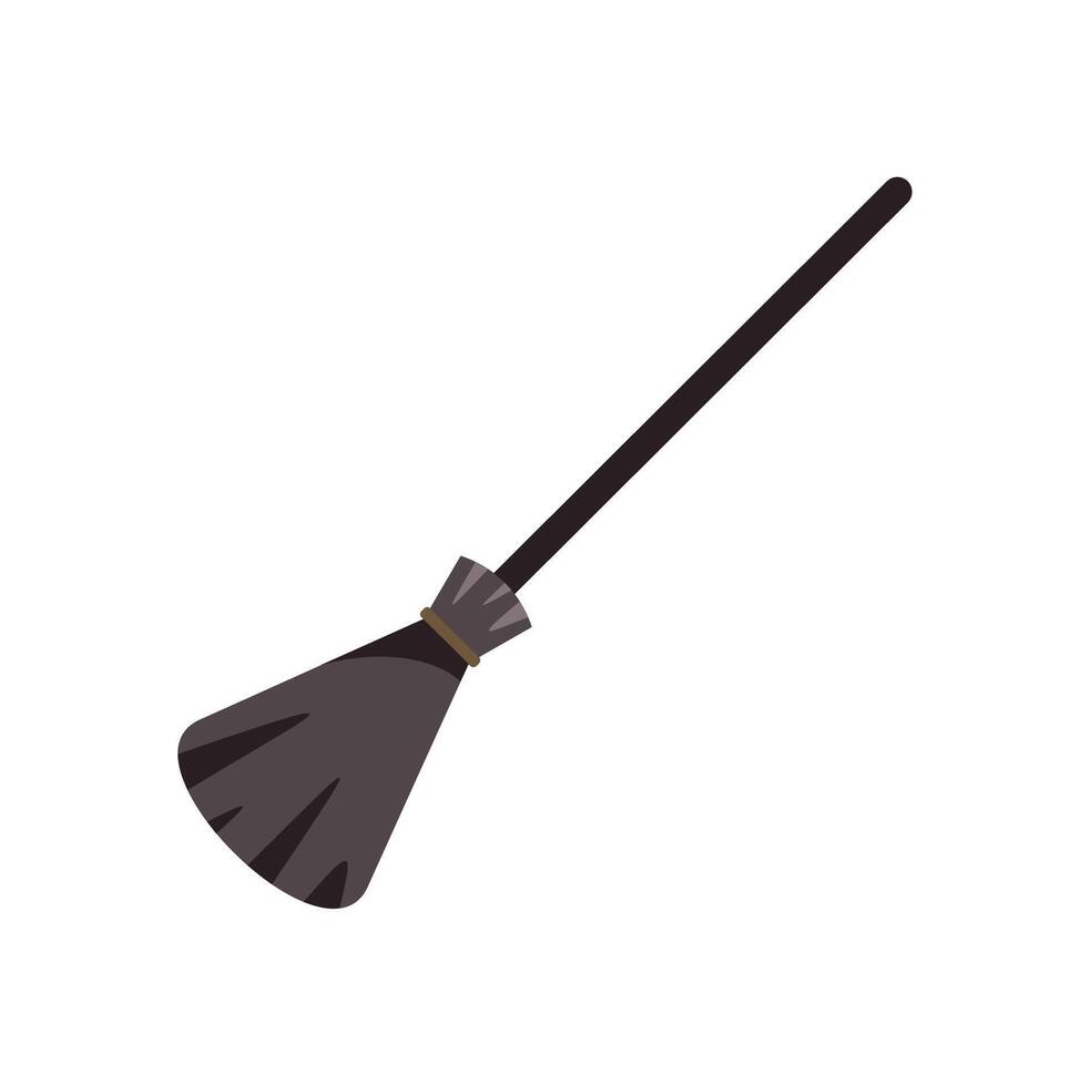 Classic witch broom flying on white background vector