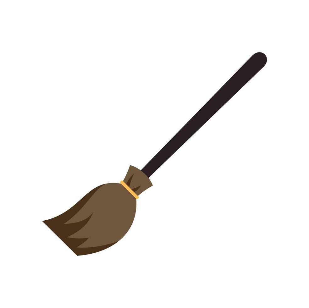 Classic witch broom flying isolated on white background vector