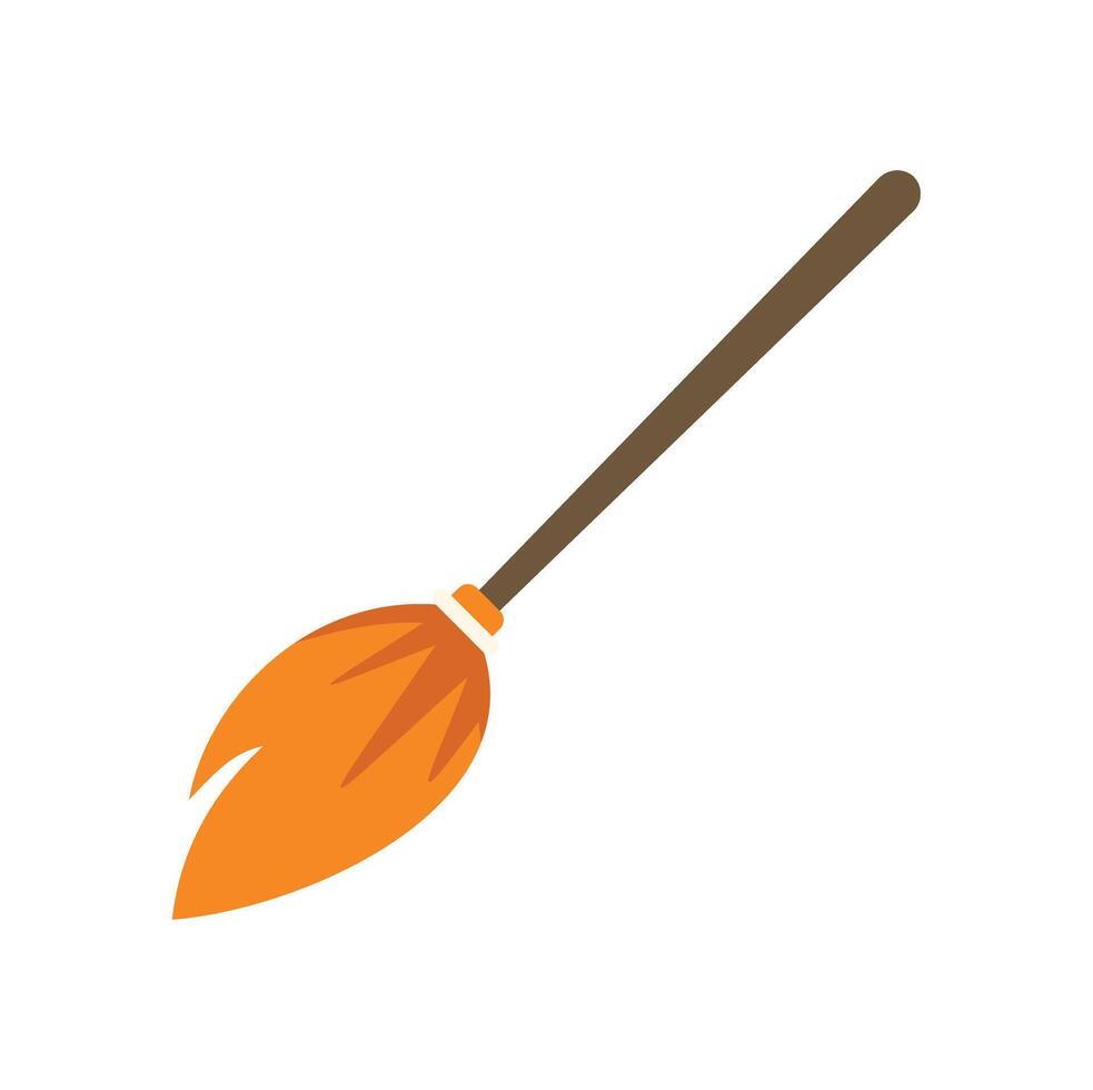Classic witch broom flying on white background vector