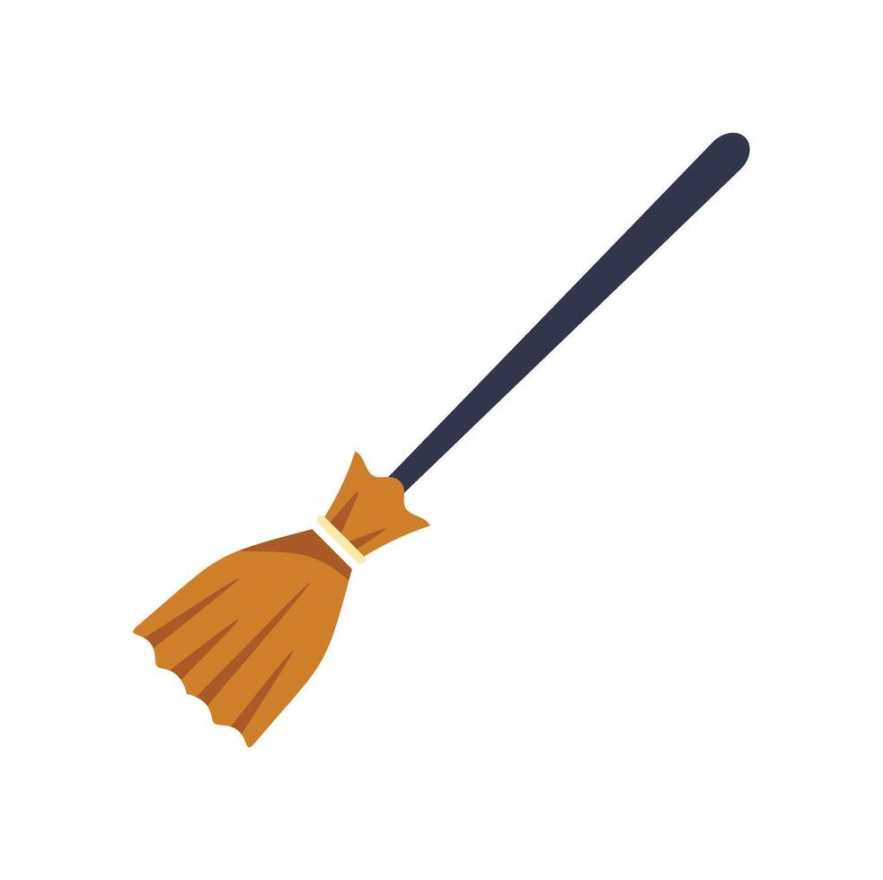 Classic witch broom flying on white background vector