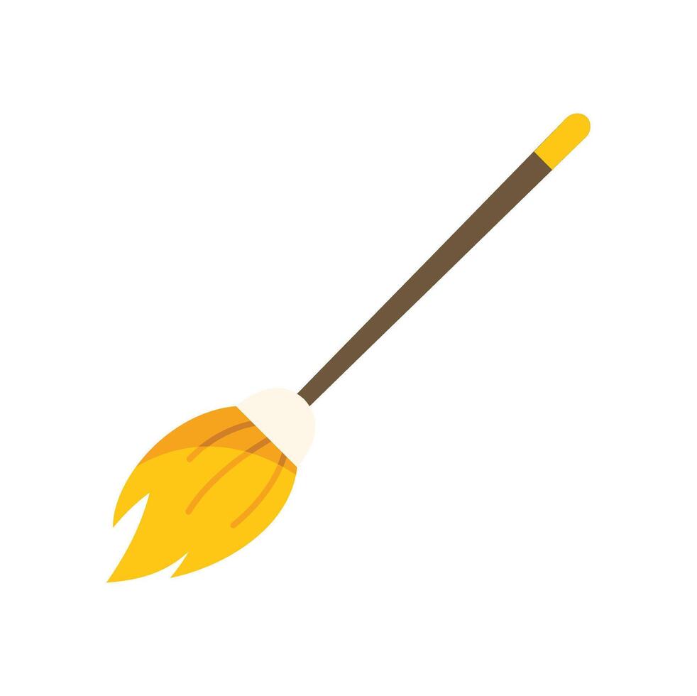 Yellow witch broom flying on white background vector