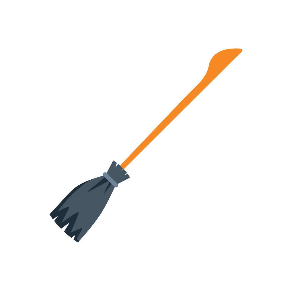 Witch broom flying on white background halloween illustration vector