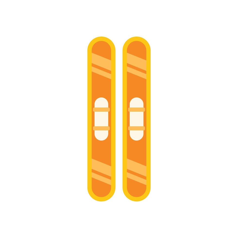 Pair of orange skis standing upright on white background vector
