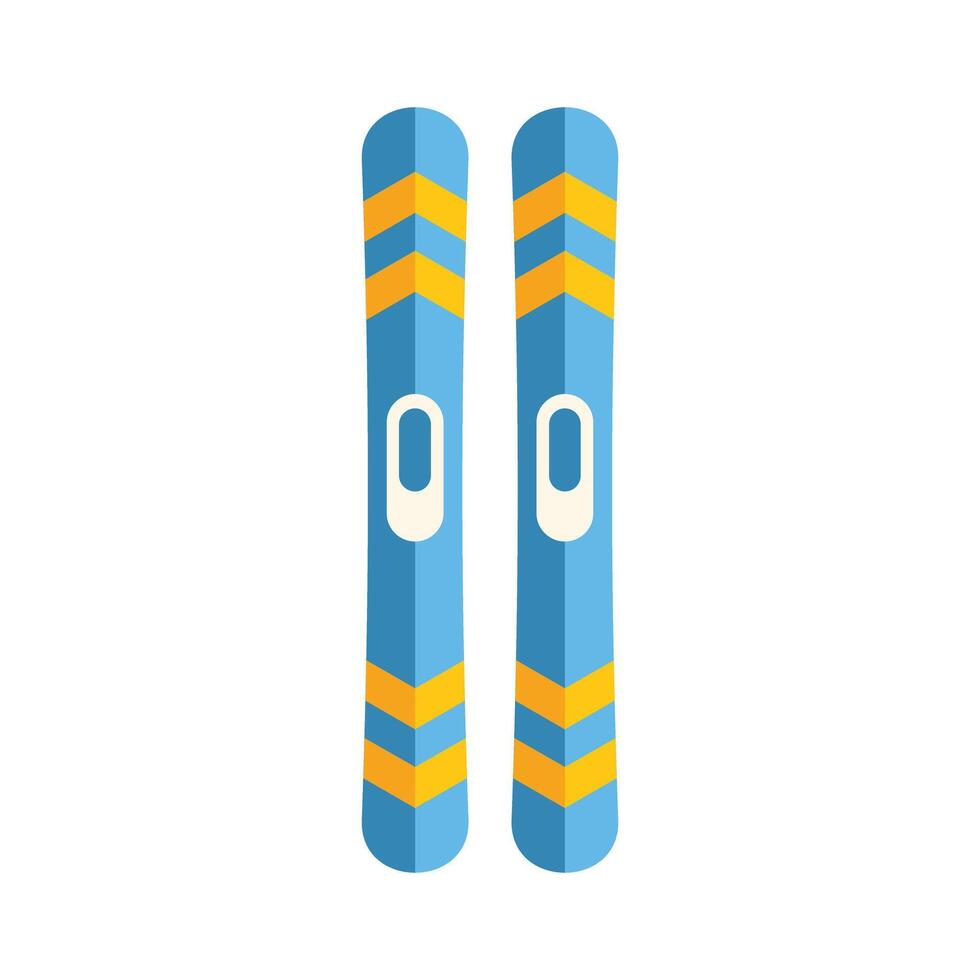 Pair of blue and yellow mountain skis for winter sports vector