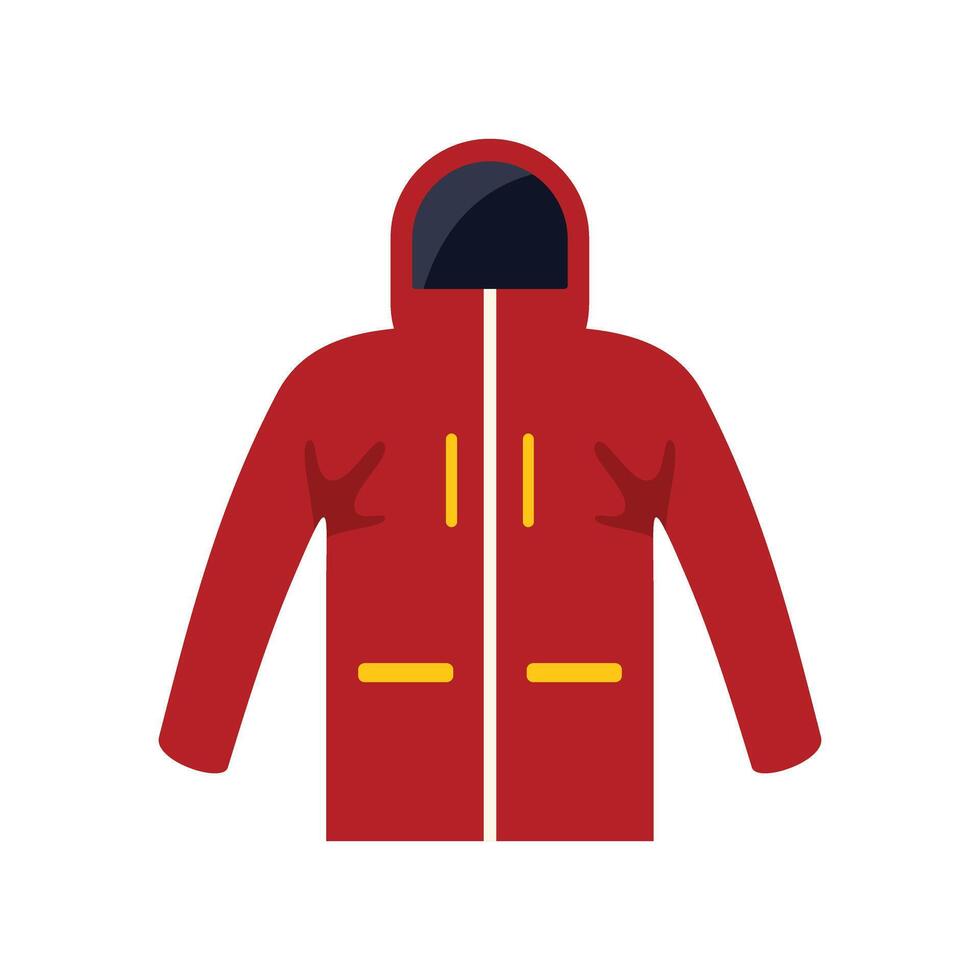 Red winter jacket protecting from cold weather vector