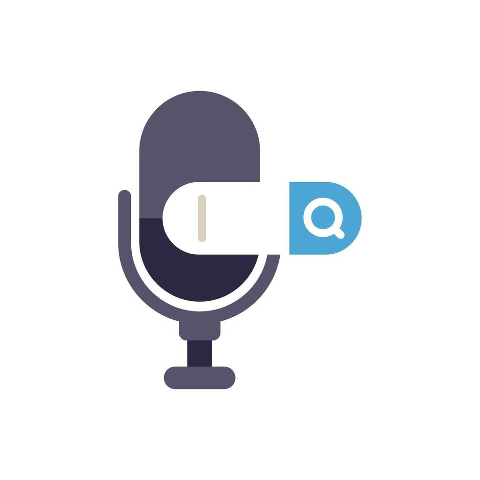 Voice search engine optimization with microphone and magnifying glass icon vector