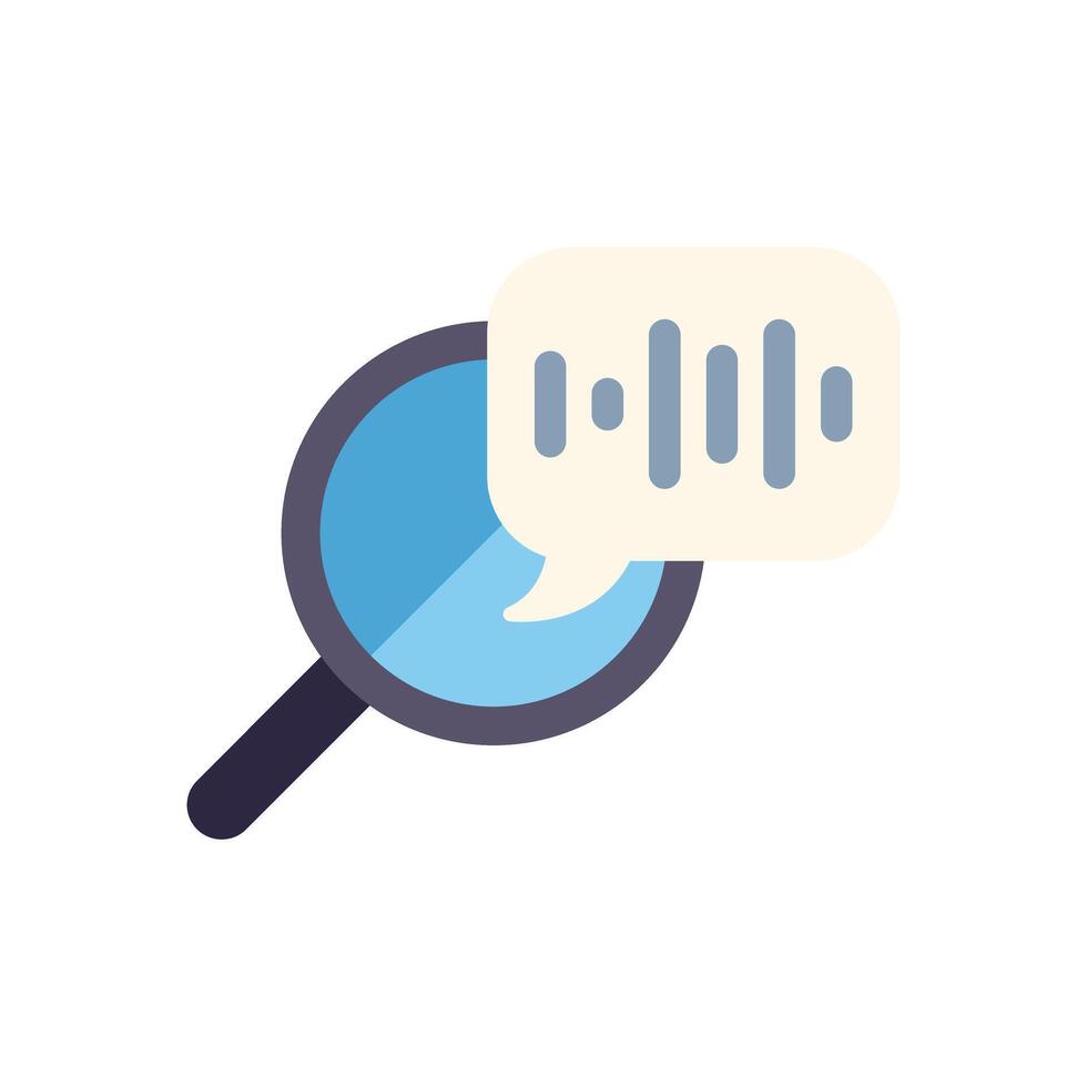 Magnifying glass examining voice message icon vector