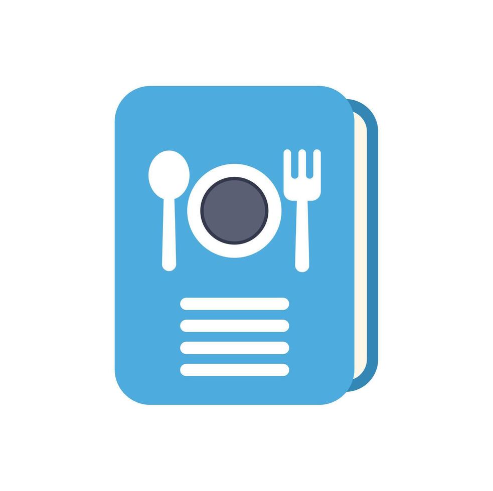 Blue menu with fork spoon and plate presenting culinary delights vector