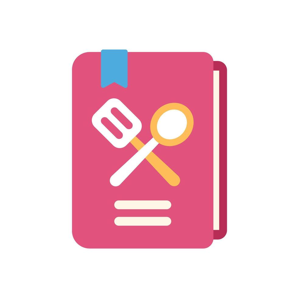 Cookbook cover featuring crossed spatula and spoon icon vector