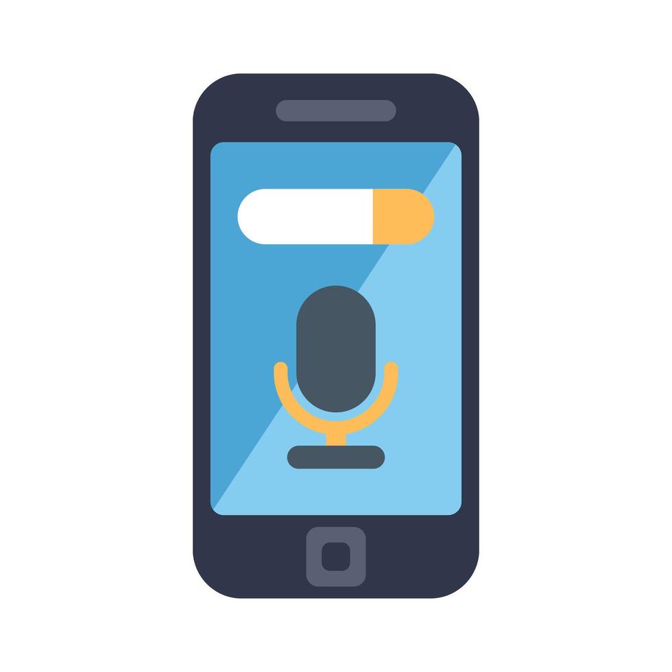 Smartphone recording audio message using voice assistant app vector