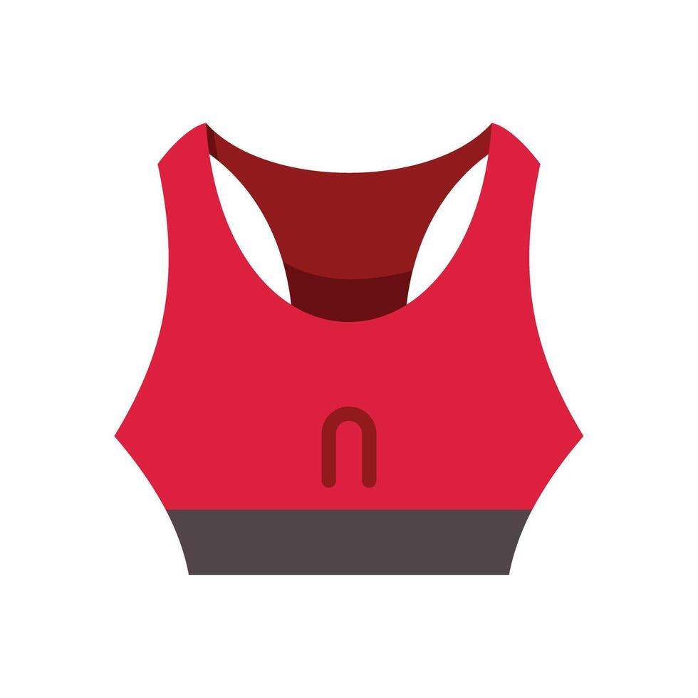 Red sports bra with dark grey band for working out vector