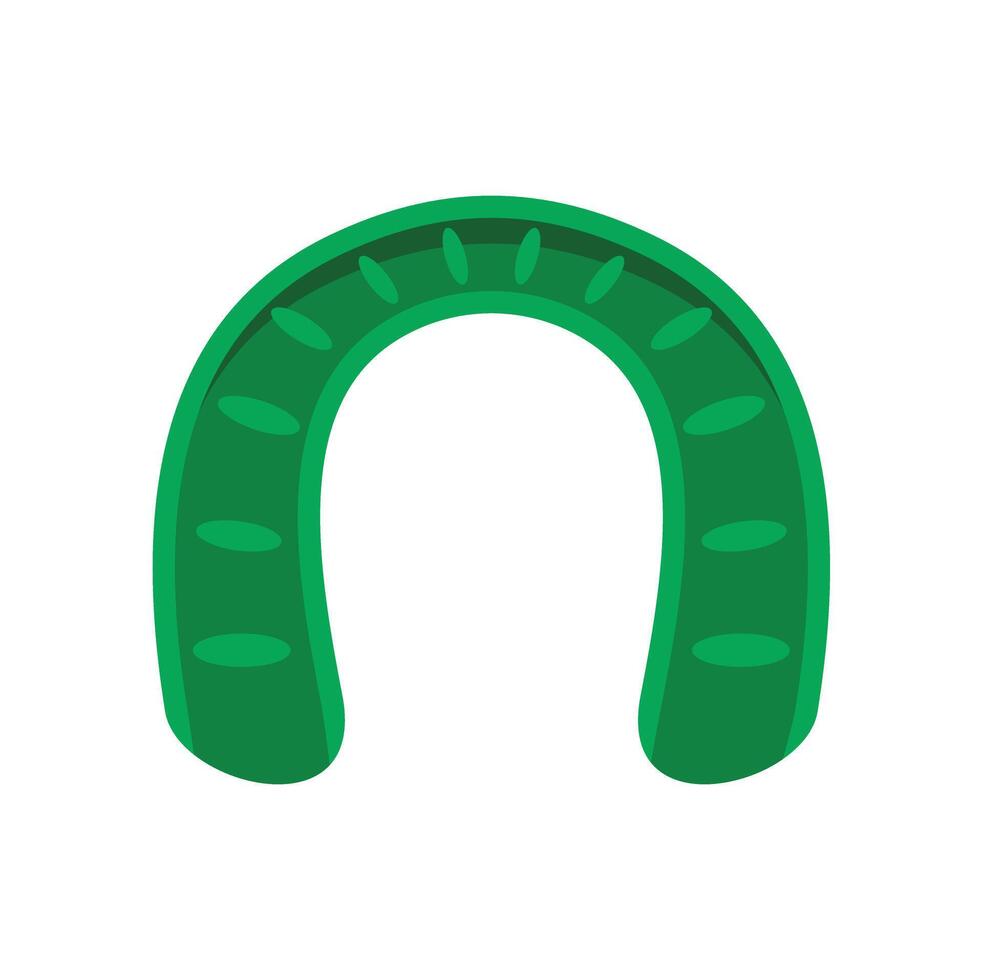 Green horseshoe hanging upside down for good luck vector