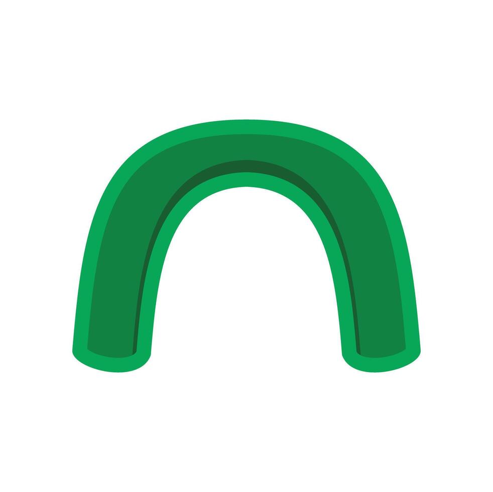 Green arch connecting two points forming an abstract letter n vector