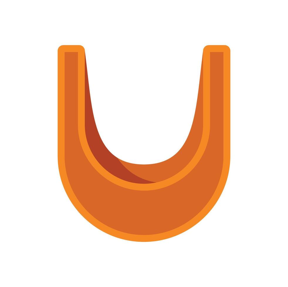 Orange u shaped plumbing part for water drainage system vector