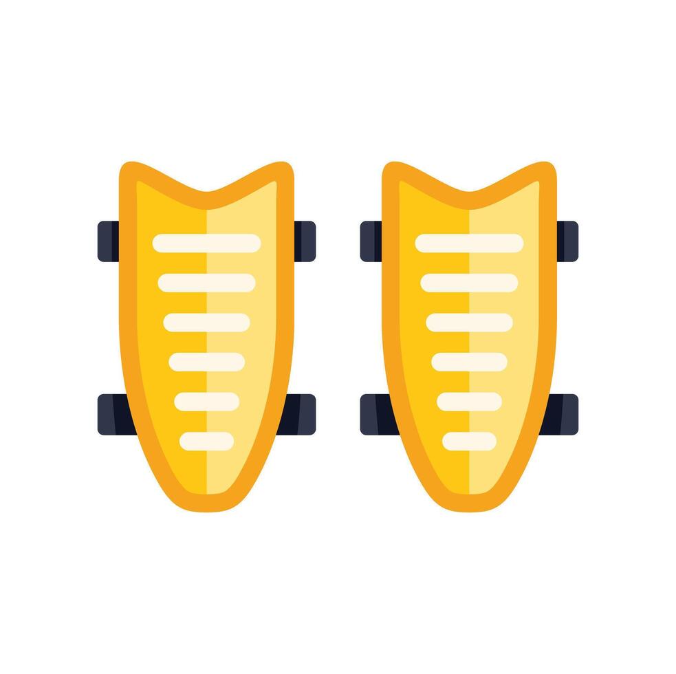 Pair of yellow shin guards protecting legs during soccer game vector