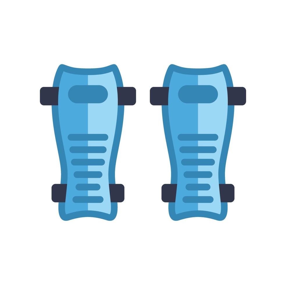 Pair of blue shin guards protecting legs from injuries vector