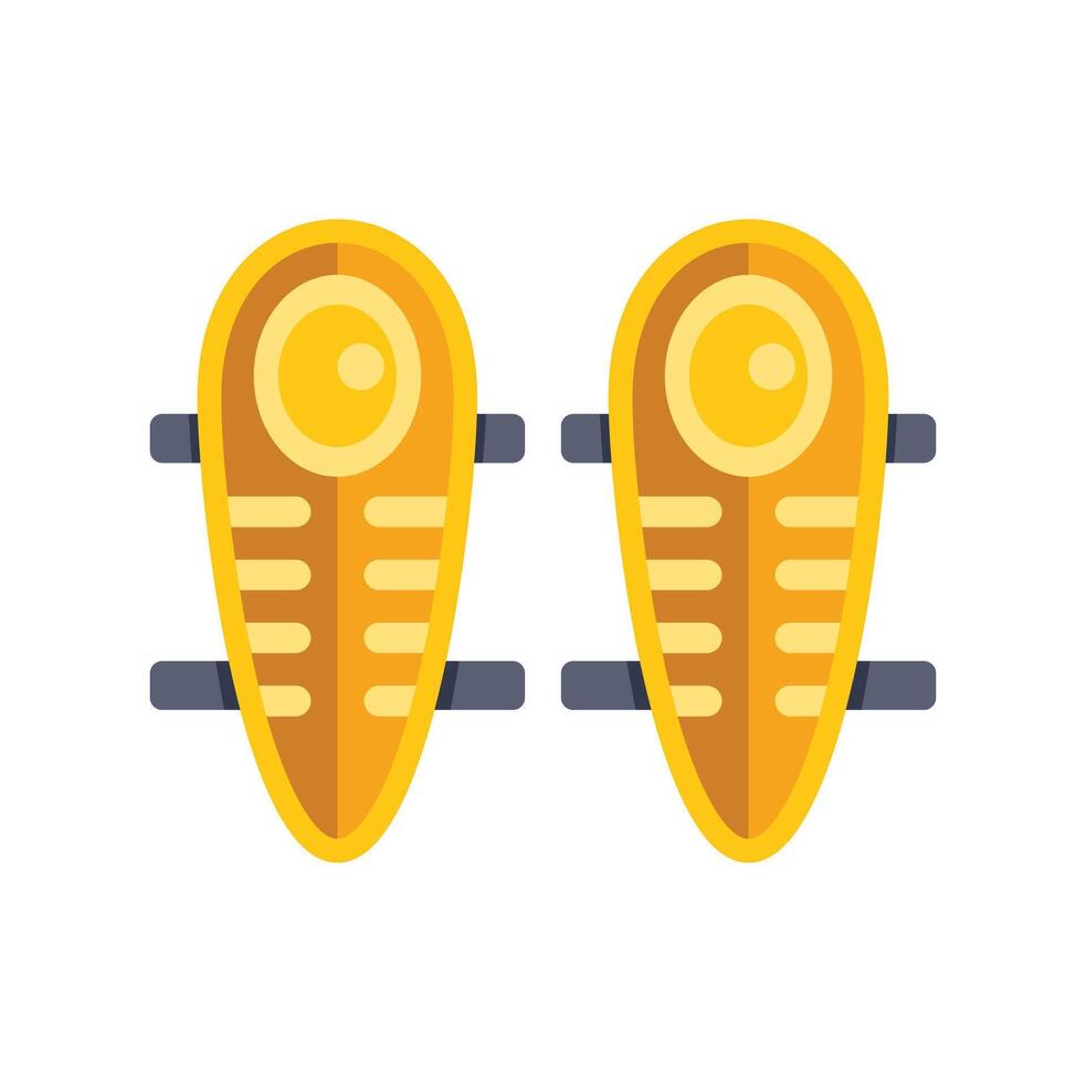 Pair of golden medieval knight knee pads protecting legs during tournament fight vector