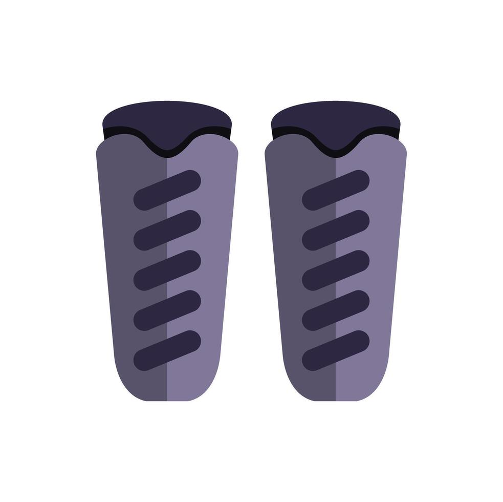 Pair of grey shin pads protecting legs during sport activities vector