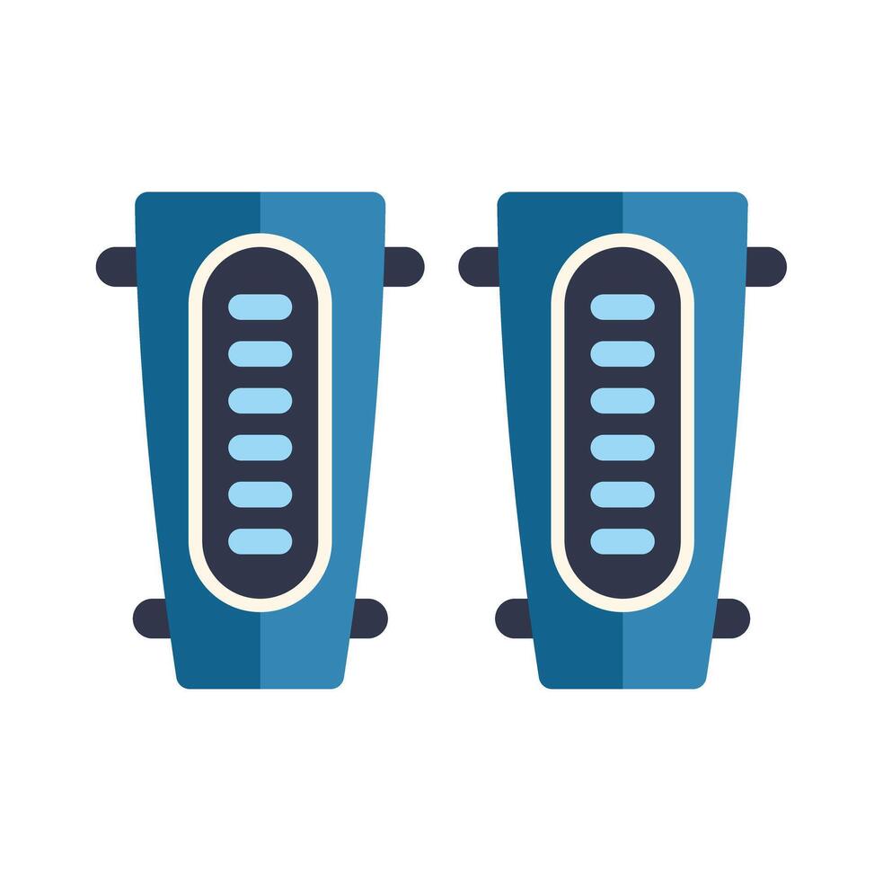 Pair of blue shin guards protecting legs during soccer game vector