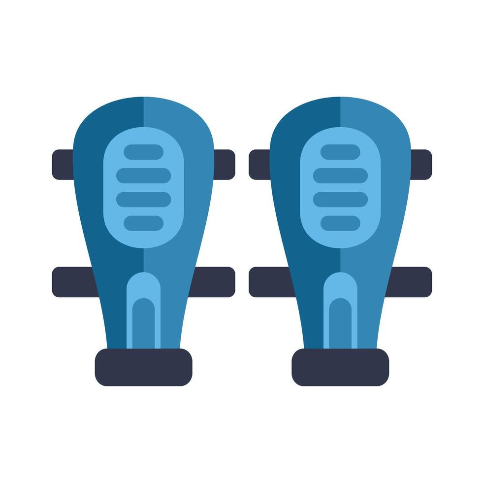 Pair of blue shin guards protecting legs during sport activities vector