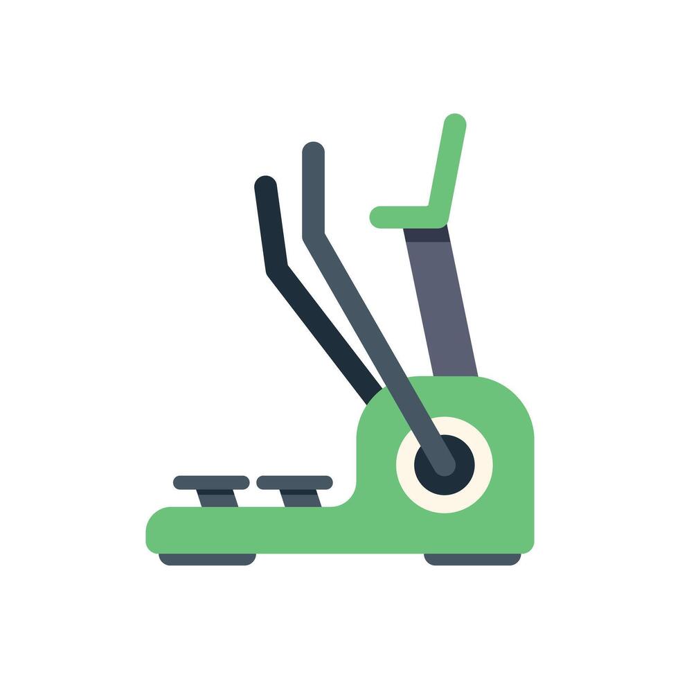 Green elliptical trainer machine for fitness workout vector