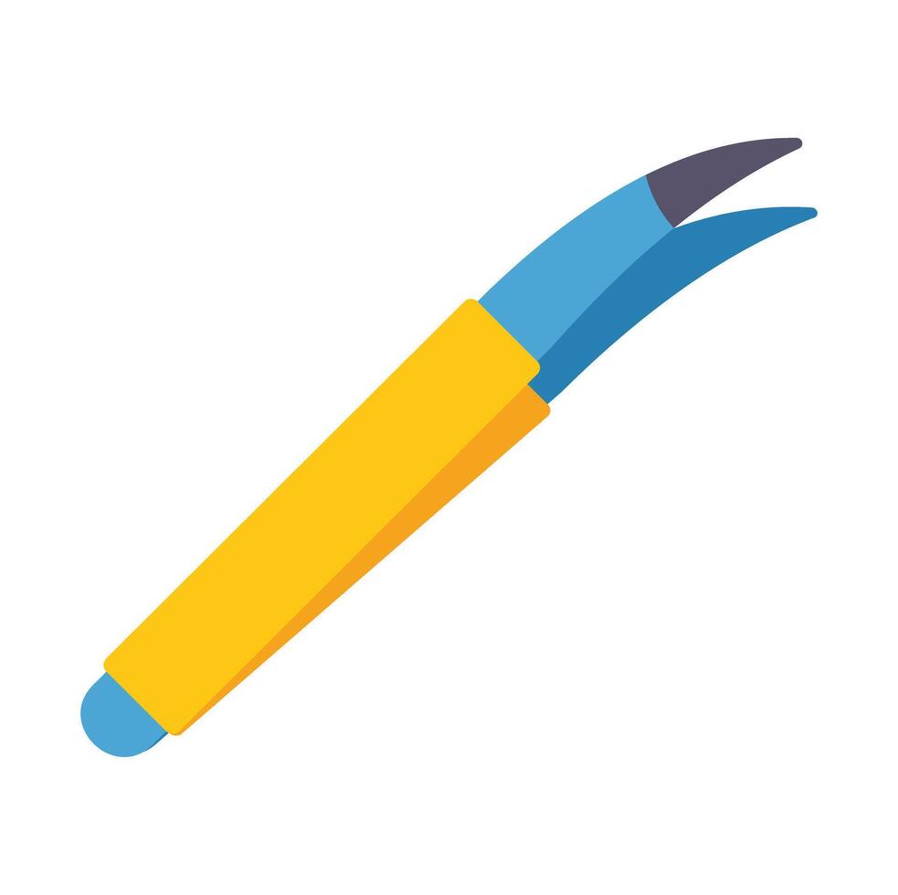 Yellow and blue tweezers for eyebrow correction lying diagonally vector