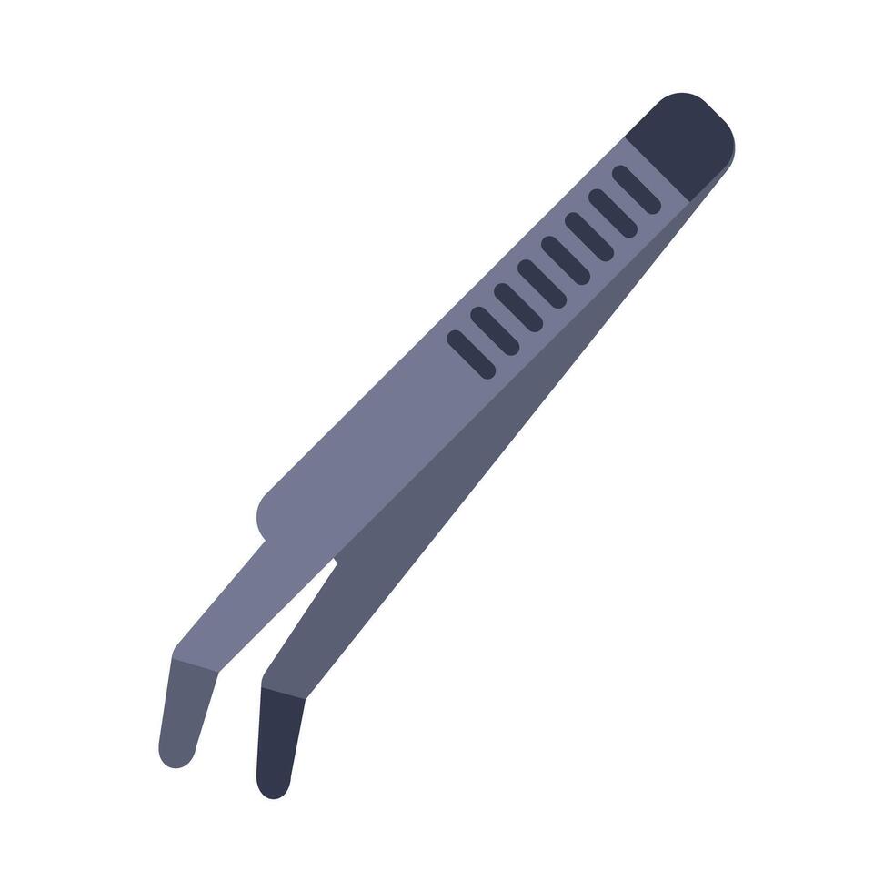 Metal tweezers holding nothing on white background vector