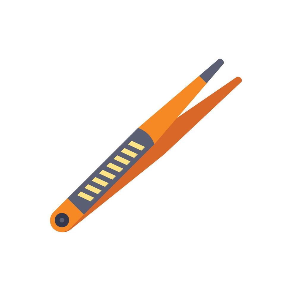 Orange tweezers lying diagonally isolated on white background vector