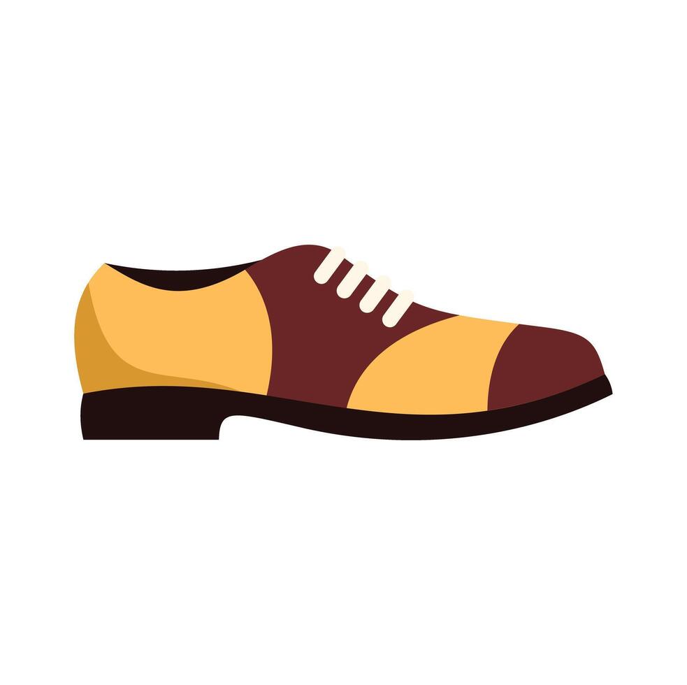 Yellow and brown leather and suede saddle oxford shoe side view vector
