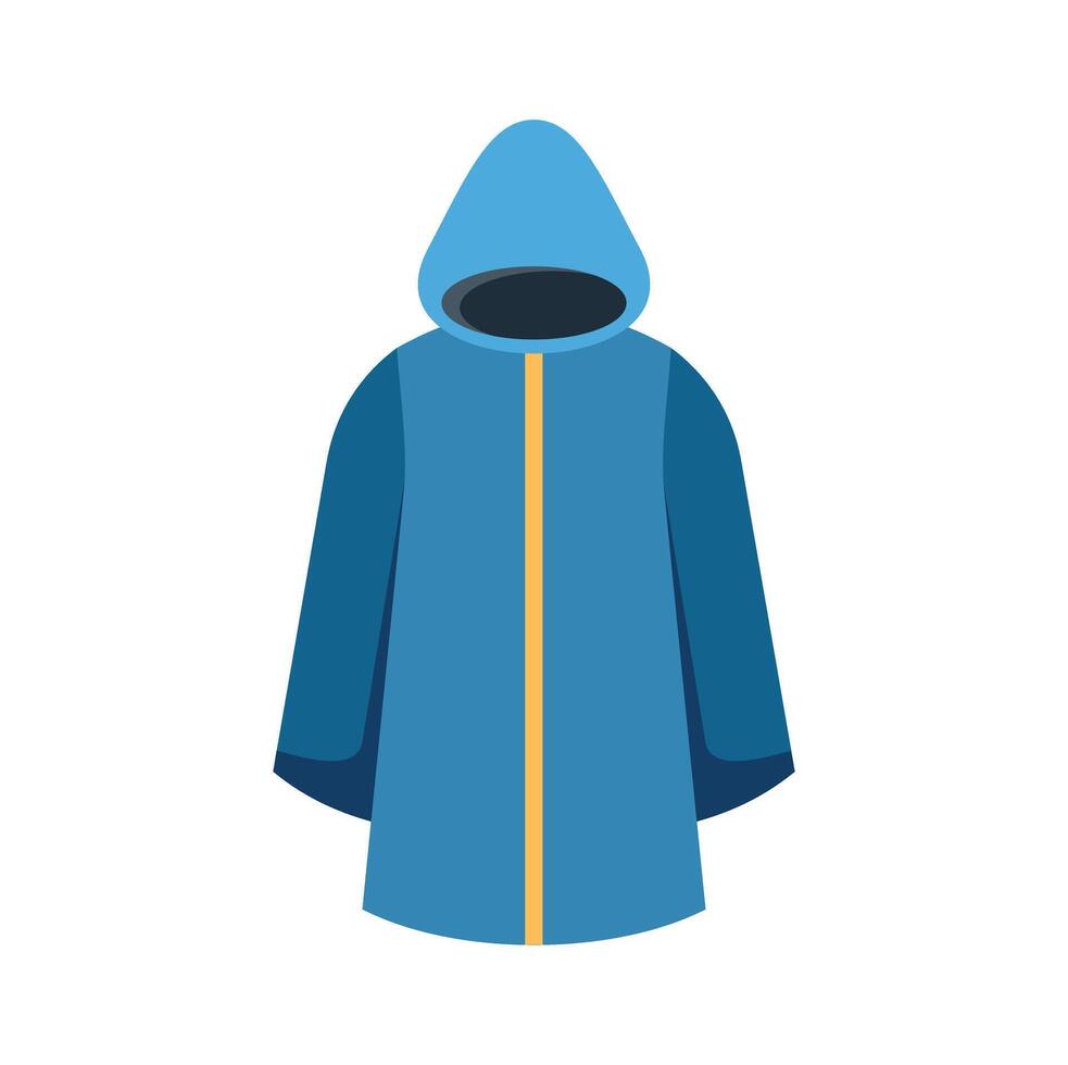 Blue raincoat protecting from rain preventing getting wet vector