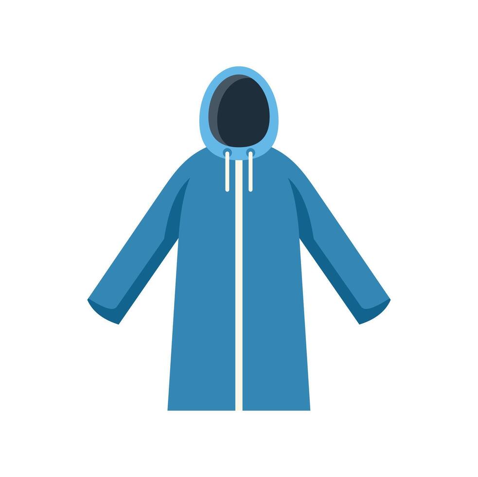 Blue raincoat protecting from rain preventing getting wet vector