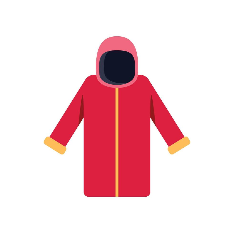 Red winter coat with hood keeping someone warm during wintertime vector