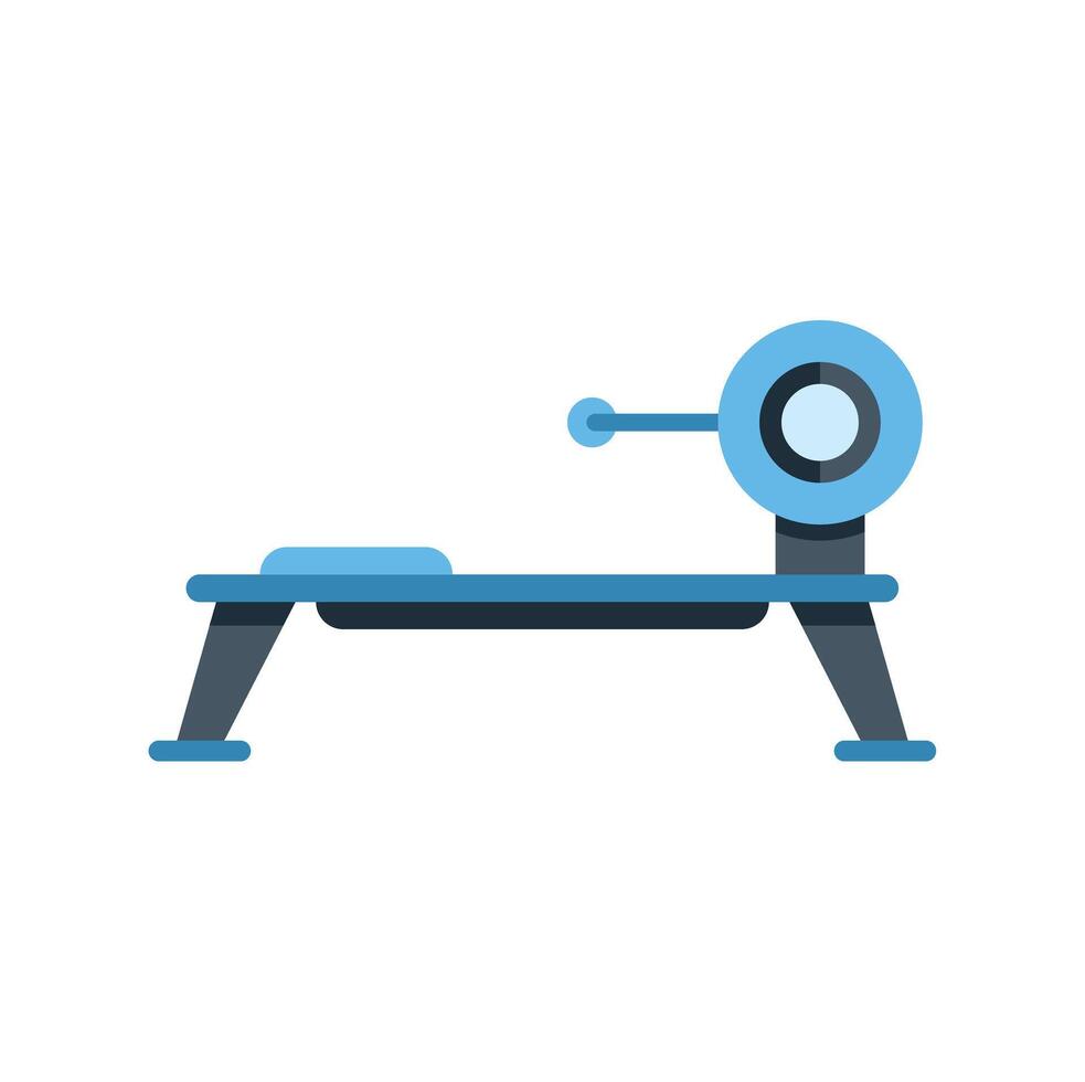 Blue rowing machine for indoor workout and fitness training vector