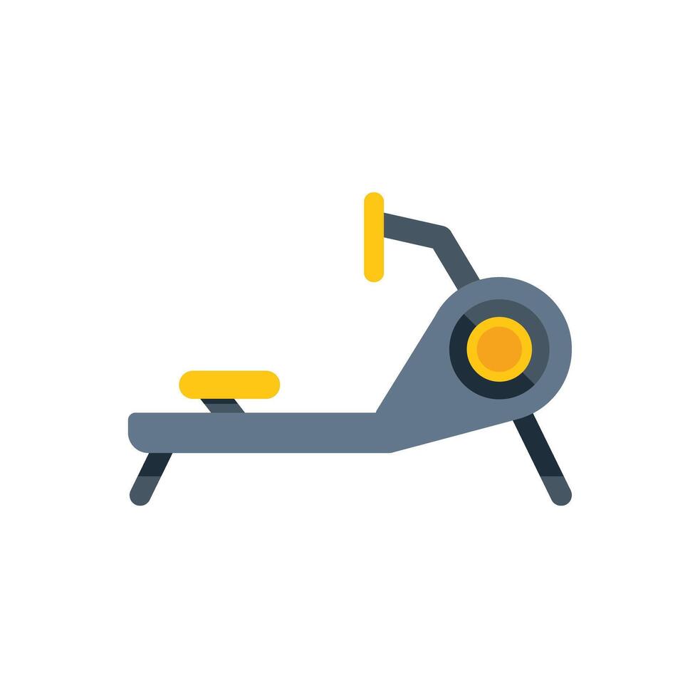 Gym equipment icon featuring rowing machine for working out vector